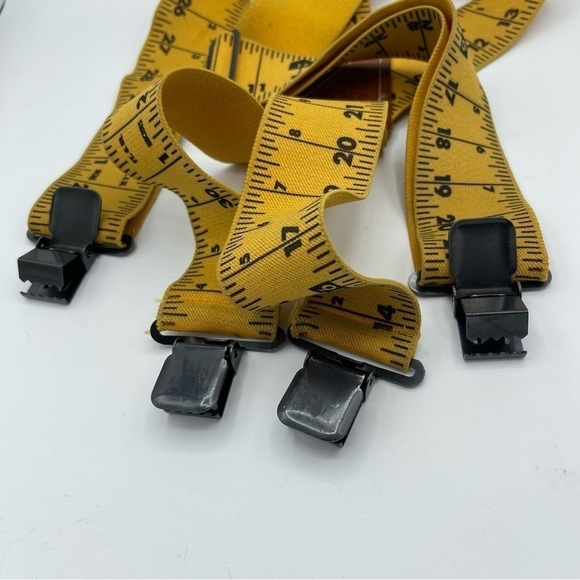 The Boss Measuring Tape Ruler Clip On Suspenders Yellow 2" Wide Yellow. Elastic - Picture 4 of 5